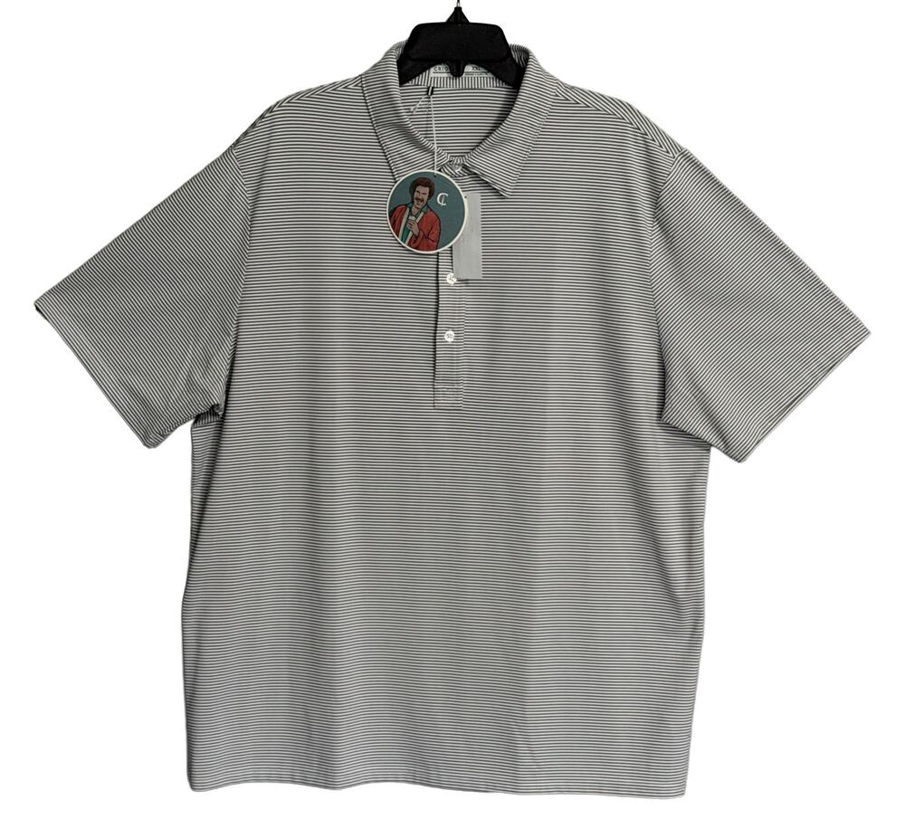 Criquet Polo Shirt Men's XXL Short Sleeve Stretch Fabric Grey Stripe NEW